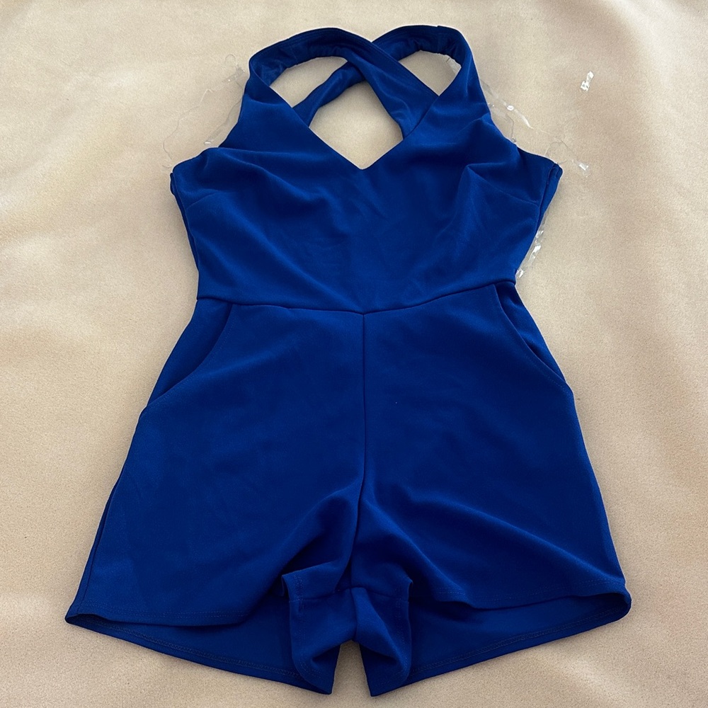 Crystal Sky Royal Blue Crossback Romper